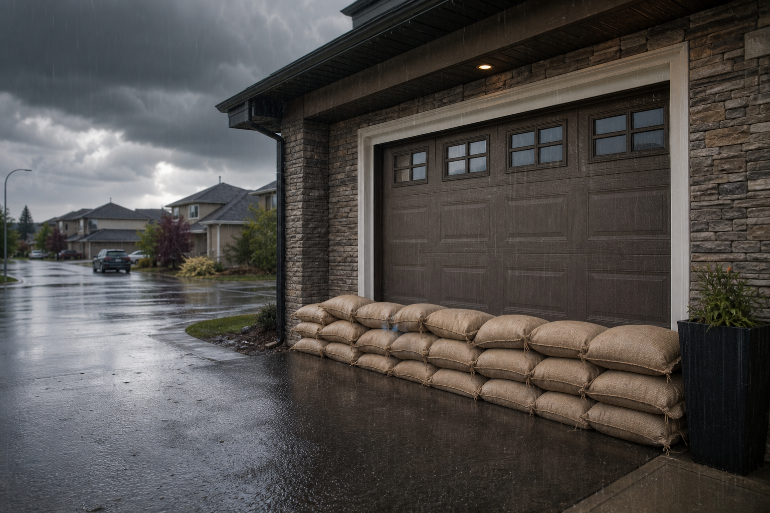 Homeowner checklist and sandbags ready for Edmonton flood preparation