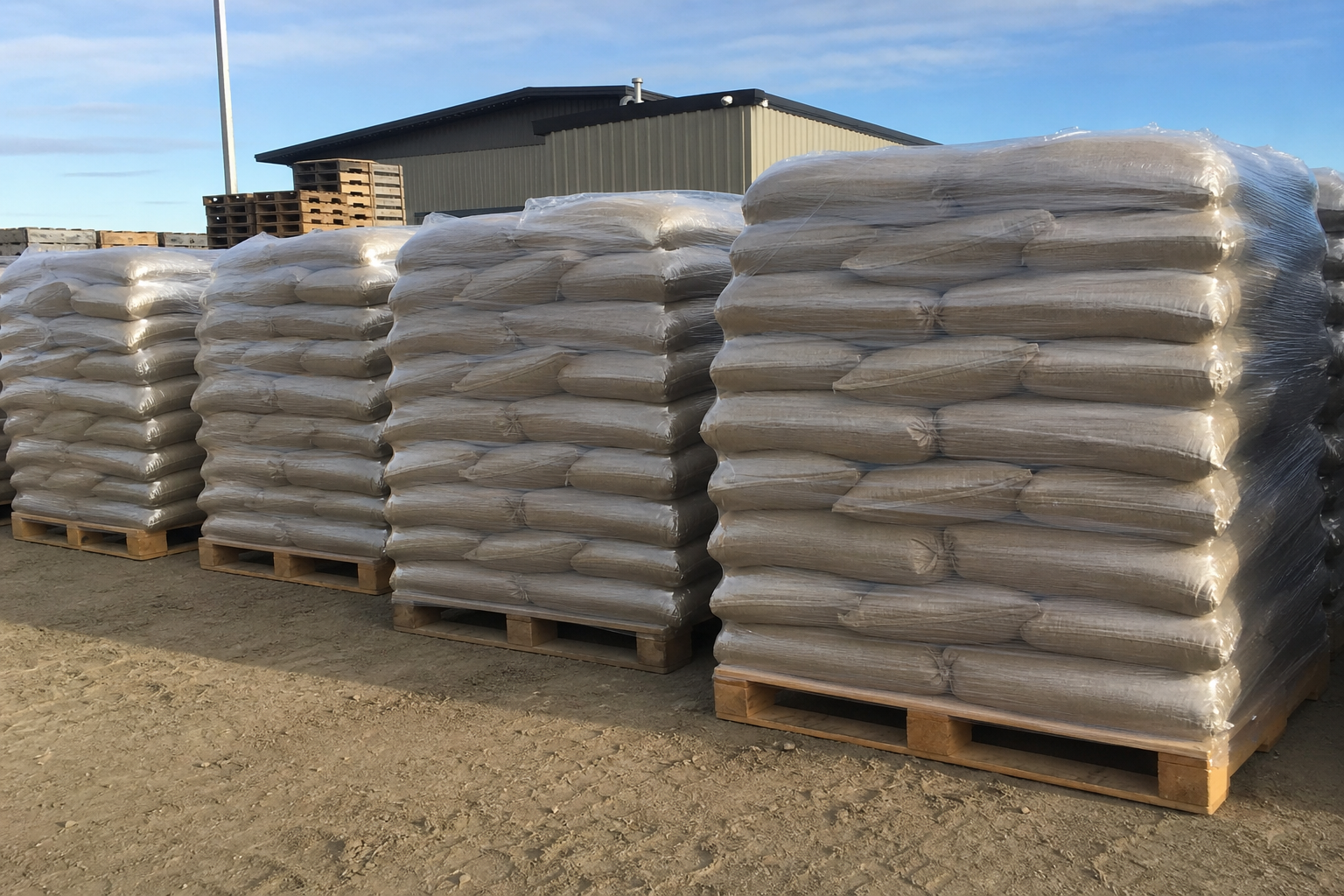 School entrance with staged sandbags away from student pathways
